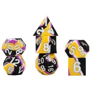 Sharp Edge Silicone Rubber Dice Set: Nonbinary Pride